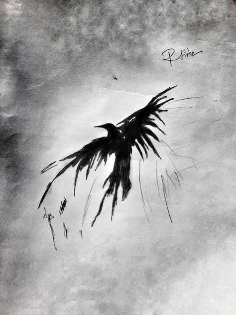 #crow #art #pencil Crow Line Tattoo, Scary Bird Drawing, Crow Art Dark, Crow Drawing Sketch, Crow Doodle, Crow Wallpapers, Gothic Sketches, Crow Sketch, Crow Artwork