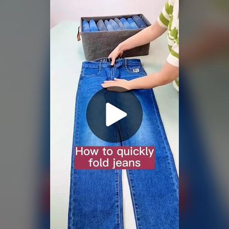 How To Fold Jeans, Folding Tips, How To Fold Pants, Clothes Folding, Fold Clothes, Folding Jeans, N Design, Daily Life Hacks, Creative Sewing