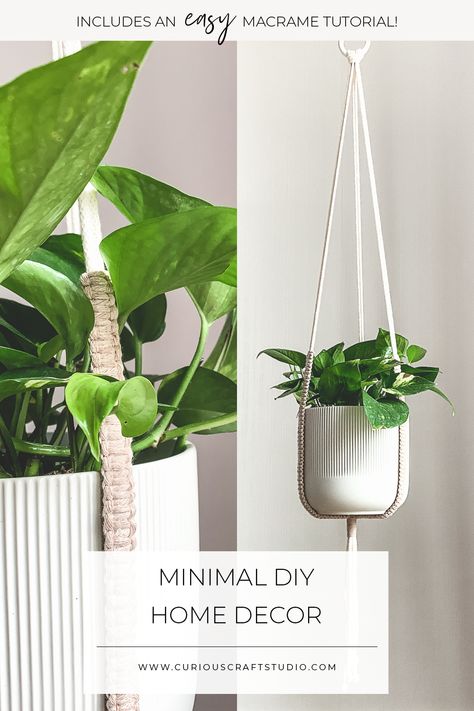 Simple macrame plant hanger tutorial: Hang your plants now! Diy Macrame Christmas, Plant Hanger Tutorial, Beginner Macrame, Macrame Plant Hanger Tutorial, Simple Macrame, Macrame Tutorials, Macrame Home Decor, Macrame Christmas, Macrame Supplies