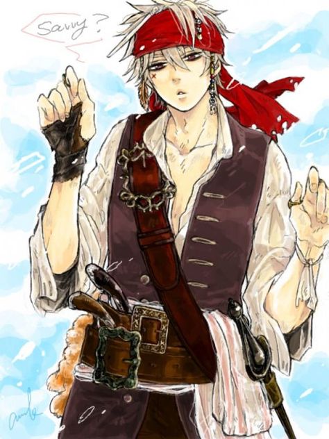 V Anime Pirate, Sakata Gintoki, Pirate Outfit, Pirate Art, Jack Sparrow, Game Character Design, Anime Crossover, Character Design Male, Fanarts Anime