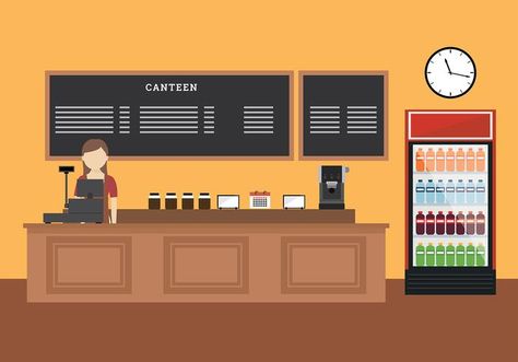 Canteen Free Vector School Canteen Background, Kids App Design, Canteen Design, School Canteen, School Background, Library Chair, Instagram Wallpaper, Kids App, Cartoon Background