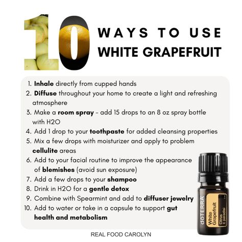 Grapefruit Essential Oil Benefits, Doterra Grapefruit, Doterra Oils Recipes, White Grapefruit, Morning Water, Doterra Diffuser Blends, Doterra Business, Doterra Essential Oils Recipes, Essential Oils For Massage