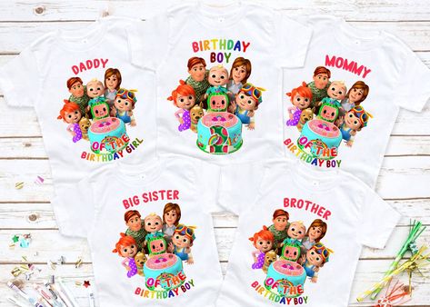 Personalized Coco-melon Birthday Shirts, cocomelon family shirts, Cocomelon Party Family matching shirt etsy Cocomelon Family Shirts, Pj Masks Birthday Shirt, Cocomelon Family, Matching Birthday Shirts, Pj Masks Birthday, Family Birthday Shirts, T Shirt Ideas, Grandma Birthday, Family Shirts Matching