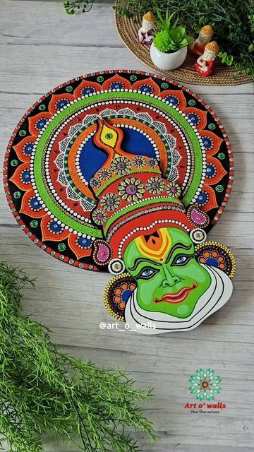 Kadakali Painting, Kathakali Drawing, Kathakali Face, Home Wall Painting, Onam Festival, Wall Art Tutorial, Festival Ideas, Kerala Mural Painting, Lippan Art