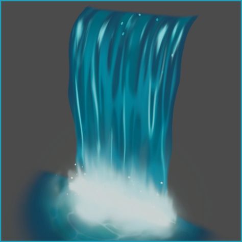 Stylized Waterfall , James Jaimes Fantasy Fountain Concept Art, Waterfall Animation, Undertale Waterfall Art, Waterfall Digital Painting, Stylized Waterfall, Game Art, Art