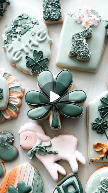 Macey Hill on Instagram: "🤗F O L L O W @ohbabybakery for more cookie videos!

Shamrock Piñata Cookie ☘️🇮🇪

I made this cookie JUST so I could use sprinkles!!! Homemade shamrock sprinkles + sprinkle coins = Saint Patrick Awesomeness 😆

🎶 Music by @ericheitmanncomposer and @philleann 
.

.

.
 #irish #clover #clovercookie #saintpatrickcookies #saintpatricksday #stpatricksday
#handmade #shamrockcookies #sprinklecookies 

Erin go Bragh, Ireland, Saint Patrick, decorated sugar cookies, royal icing cookies, oxalis, sheep's clover, Celtic art" Sugar Cookies Royal Icing, Pinata Cookies, Shamrock Cookies, Cookies Royal Icing, Erin Go Bragh, Cookie Videos, Cookie Tutorials, Sprinkle Cookies, Irish Shamrock