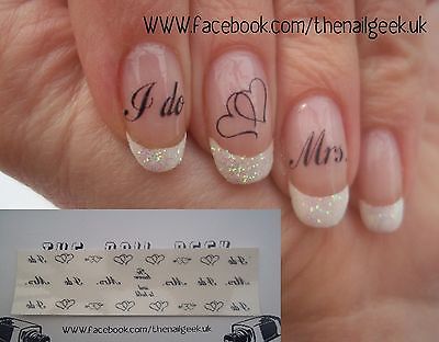 Wedding day/ hen night nail tattoos/ nail decals /nail transfers in Health & Beauty, Nail Care, Manicure & Pedicure, Nail Art Accessories | eBay! Wedding Day Nails, Infinity Nails, Wedding Nails French, French Manicure Nails, Wedding Nails Design, Party Nails, Nail Art Wedding, Nail Tattoo, Bride Nails