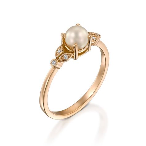 Vintage Pearl Engagement Ring Pearl Engagement Ring Vintage, Ring 3 Stone, Pearl Wedding Ring, White Pearl Ring, Rose Gold Engagement Ring Vintage, October Birthstone Rings, Pearl Engagement Ring, Rose Gold Pearl, Traditional Engagement Rings