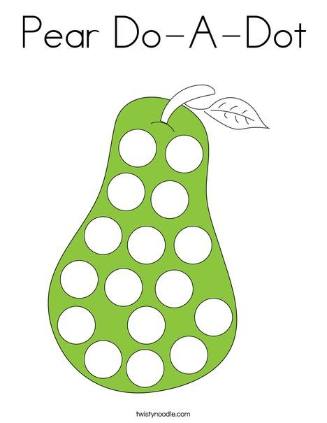 Pear Do-A-Dot Coloring Page - Twisty Noodle Pear Coloring Page, Pear Craft, Baby Art Crafts, Apple Preschool, Toddler Craft, Twisty Noodle, Dots Free, Fall Coloring, Food Coloring Pages