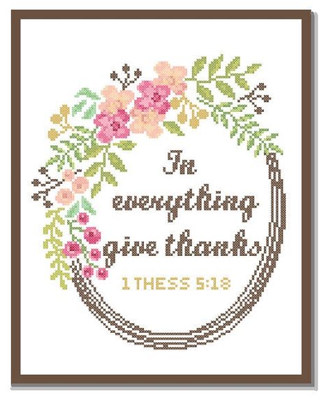 Scripture Cross Stitch, Bible Cross Stitch, Bible Cross, Birth Announcement Cross, In Everything Give Thanks, Christian Cross Stitch, Pattern Pictures, Religious Cross, Cross Stitch Baby