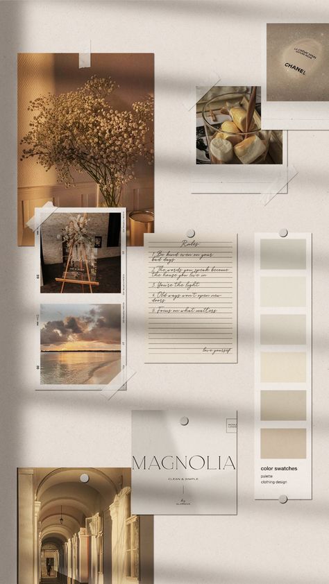 Minimalistic, biege tones elegant moodboard. Branding design Earth Tone Wardrobe, Earth Tone Fashion, Magazine Moodboard, Tone Color Palette, Earth Tone Color Palette, Earth Tone Color, Mood And Tone, Colour Board, Copic