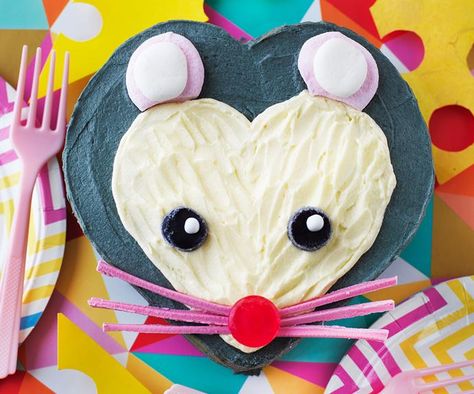 Mouse Cake Recipe, Animal Birthday Cake, Quiet As A Mouse, Bread Pudding With Apples, Rice Bubbles, Animal Birthday Cakes, Heart Shaped Cakes, Cake Shapes, Mouse Cake