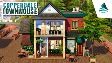 A tiny & cute starter home for a family of 3 Sims & 2 dogs for my save file! 🏡 📍 20x15 in Copperdale • No CC • Gallery ID: ChrissieYT • Not pack restricted! • $28,440 Simoleons • 2 Bed, 1 Bath (space for 2-3 Sims + pets) European Townhouse, Sims 4 Copperdale, Sims 4 High School, Sims 4 Family House, Sims Pets, Sims 4 Family, Base Building, Sims 4 Cc Shoes, Sims 4 House Design