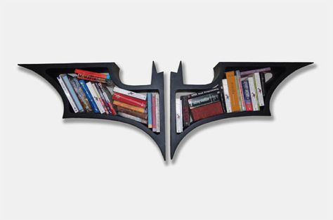 20 Brilliant Bookshelves for Modern Bookworms via Brit + Co Batman Bookshelf, Creative Bookshelves, Minimalist Bedroom Decor, Cool Bookshelves, Modern Bookshelf, Minimalist Home Interior, Bookshelf Design, Unique Products Design, Minimalist Furniture