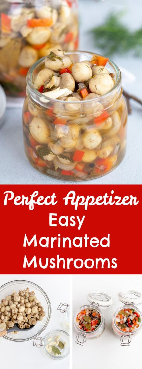 Easy marinated mushrooms will only take 15 minutes of prep time. You can make them the night before and enjoy the next morning. It's a perfect, light and refreshing appetizer to have on hand.  #pickledmushrooms #marinatedmushroom #mushrooms #appetizer #easymushroom Marinated Mushrooms Recipe, Pickled Foods, Mushroom Appetizers, Antipasto Skewers, Marinated Mushrooms, Recipes Mexican, Light Appetizers, Random Recipes, Low Carb Appetizers