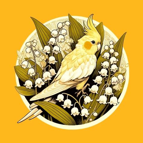 Cockatiel - Cockatiel - T-Shirt | TeePublic Cockatiel Cartoon, Budgie Drawing Cute, Kiwi Illustration Bird, Budgie Art Cute, Vintage Parakeet Illustration, Bird Art, Funny Stickers, Custom Stickers, Pet Birds