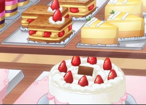 Anime Bakery, Anime Desserts, Scenery Aesthetic, Animated Food, Making Sweets, Anime Foods, Food Anime, Cute Food Art, Anime Food