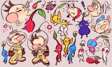 Pikmin Fanart, Pikmin Art, Blue Pikmin, Shigeru Miyamoto, Kirby Art, Yokai Watch, Fnaf Memes, Pink Men, Mario And Luigi