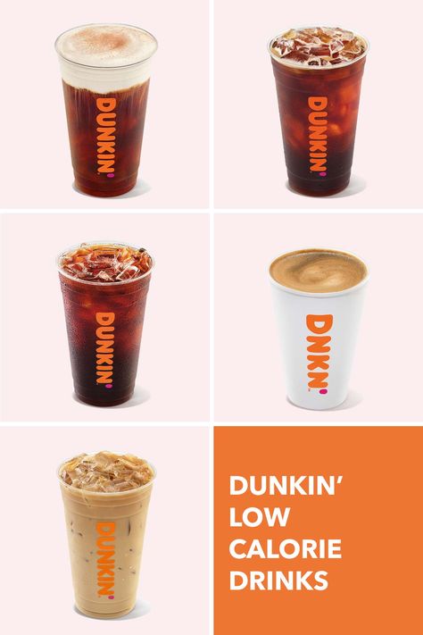 Low Calorie Dunkin, Low Calorie Iced Coffee, Dunkin Donuts Breakfast, Low Calorie Starbucks Drinks, Sausage Breakfast Sandwich, Dunkin Iced Coffee, Unsweetened Iced Tea, Low Carb Drinks, Low Calorie Drinks