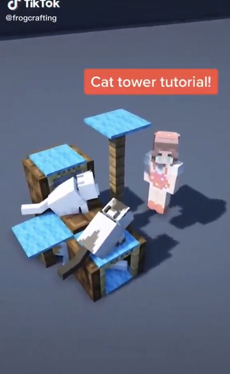 Cat Tower Minecraft, Cat Statue Minecraft, Minecraft Strip Club Ideas, Cat Cafe Minecraft, Minecraft Cat Tree, Minecraft Pet Shop, Minecraft Cat House, Gato Minecraft, Minecraft Bedding