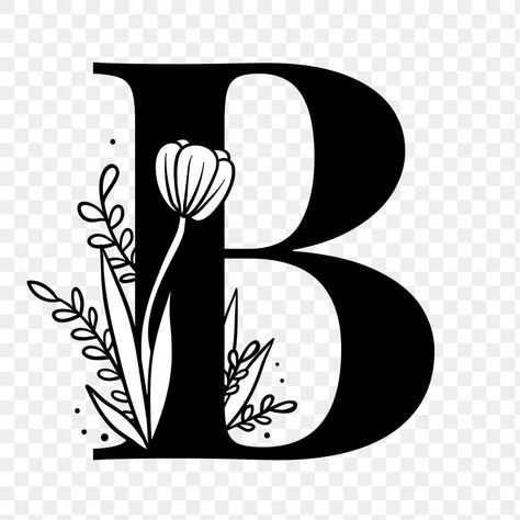 B Drawing Letter, Letter B Embroidery, The Letter B Design, Letter B Drawing, Letter B Design, Botanical Capital Letter, Alphabet Typography, Lettering Styles Alphabet, B Letter