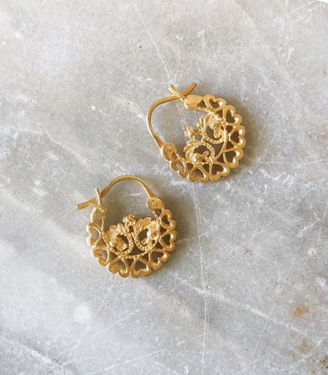 Loida Creolla Earrings – Sinta & Co. Ilocos Sur, Gold Filigree Earrings, Handmade Fair, Filigree Jewelry, Jewelry Design Earrings, Filigree Earrings, Indian Earrings, Gold Filigree, Gold Jewelry Fashion