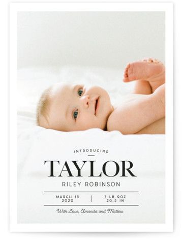 Baby Boy Middle Names, Romantic Girl Names, Baby Birth Cards, Preppy Purple, Unique Birth Announcement, Baby Birth Announcement Cards, Birth Announcement Cards, Birth Announcement Photos, Birth Announcement Boy