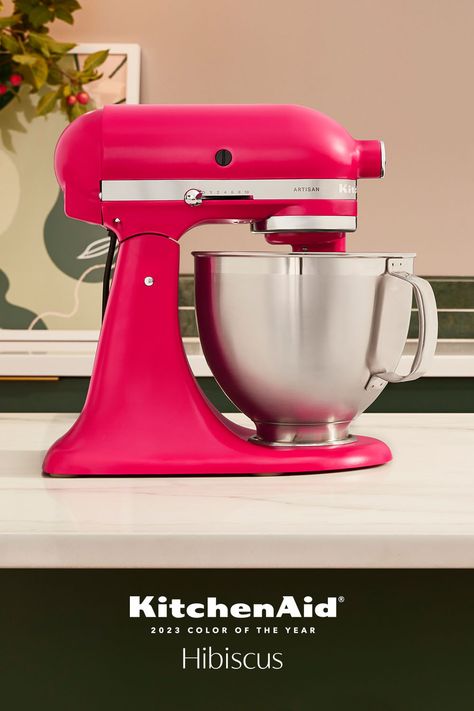 The Stand Mixer in Hibiscus is made to elevate your kitchen style. The 2023 Color of the Year inspired us to launch it with a capsule collection of twelve vanguard looks. We know it will inspire you to try new recipes. 2023 Color Of The Year, Dream Bakery, Kitchenaid Mixer, 2023 Color, Interior Design Boards, Kitchen Extension, Design Board, Cute Kitchen, Home Tech