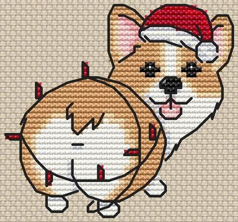 Corgi Cross Stitch, Corgi Cross, Cross Stitch Embroidery Designs, Fall Cross Stitch, Cross Stitch Projects, Pattern Code, Paper Embroidery, Chart Design, Needle Point