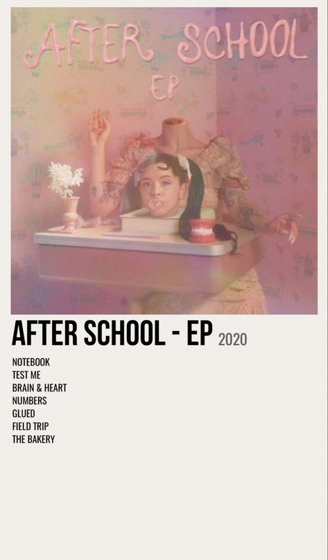 minimal poster of the album after school - ep by melanie martinez After School Ep, Melanie Martinez Music, Melanie Martinez Songs, Melanie Martinez Drawings, Minimalist Music, School Songs, Music Poster Ideas, Vintage Music Posters, Ep Album