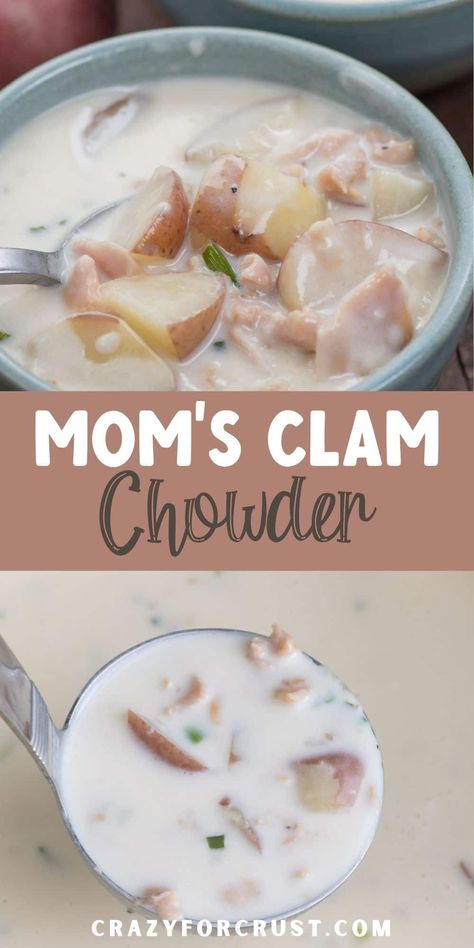 The BEST Clam Chowder Soup recipe - New England Clam chowder with potatoes and clams - we love this all year long. Best Clam Chowder Recipe, Best Clam Chowder, Clam Chowder Soup, Clam Chowder Recipe, New England Clam Chowder, Crazy For Crust, Chowder Soup, Chowder Recipe, Potato Bites