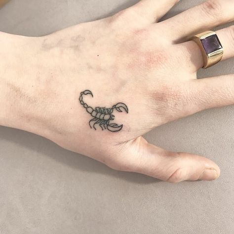 Scorpion Tattoo Design, Scorpio Tattoo, Scorpion Tattoo, Hand Poked Tattoo, Small Wrist Tattoos, Tattoo Design Ideas, Small Tattoos For Guys, Tattoo Meaning, Back Tattoos