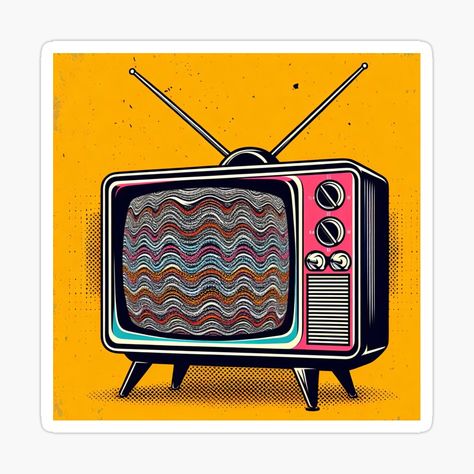 Get my art printed on awesome products. Support me at Redbubble #RBandME: https://www.redbubble.com/i/sticker/Retro-TV-Pop-Art-Style-by-artofuniverse/163776927.EJUG5?asc=u Tv Illustration, Shirt Patches, Old Television, Tv Static, Sticker Retro, Simple Pop, Bubble Stickers, Art Tv, Tv Design