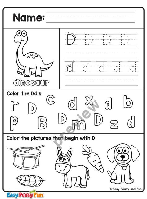 Review Beginning Sound D Worksheets Letter D Printables For Preschool, Letter Dd Worksheets, Letter D Worksheets Preschool, Letter D Tracing, Preschool Letter D, English Alphabet Worksheets, D Worksheet, Alphabet Worksheets For Kindergarten, Kindergarten Alphabet Worksheets