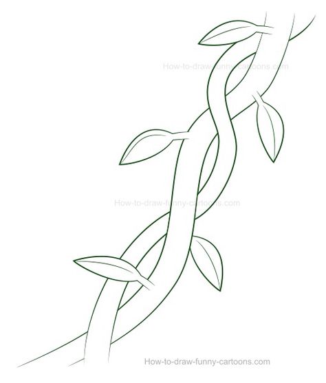 Vines Drawing Reference, Leaf Vine Drawing, How To Draw A Vine, Jungle Leaves Drawing, Vine Sketch Simple, Vines Drawing Simple, Vine Plants Drawing, Tropical Vines Drawing, Vine Pencil Drawing