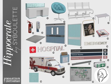 (1) Tumblr Sims 4 Cc Hospital Clutter, Ts4 Hospital, Sim4 House, Leo Sims, Lotes The Sims 4, Hospital Signs, Sims 4 Family, Muebles Sims 4 Cc, Cc Furniture