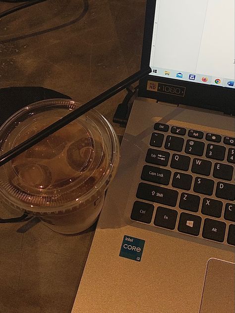 #coffee #coffeeshop #aesthetic Coffee With Laptop Aesthetic, Laptop And Coffee Aesthetic, Coffee In Bed, Airport Aesthetic, Working Nights, Star Box, Coffee Aesthetic, Cold Coffee, Night Vibes