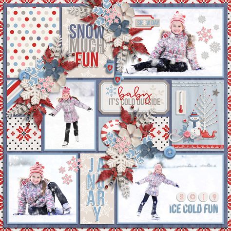 Snow Scrapbook Pages Ideas, Snow Scrapbook Layouts, Christmas Scrapbooking Ideas, Winter Scrapbook Ideas, January Scrapbook Page, Scrapbook Ideas Christmas, Holiday Scrapbook Ideas, Christmas Scrapbook Ideas, Scrapbook Layout Ideas