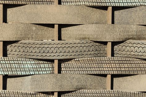 Tire Wall | While exploring the Texas Highway 95 "corridor" … | Flickr Tire Wall, Texas Highway, Cordwood Homes, Reuse Old Tires, Building A Storage Shed, Earthship Home, Small House Floor Plans, Tyres Recycle, Garden Decor Projects