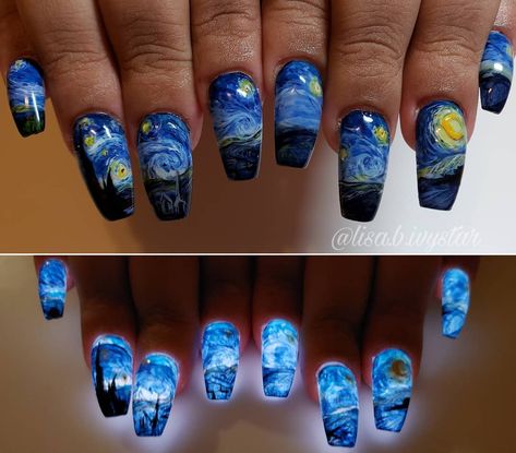 Starry Night Nail Art, Night Nail Art, Starry Night Nails, Night Nails, Night Hairstyles, Starry Night Painting, The Starry Night, Instagram Happy Birthday, Birthday Nails