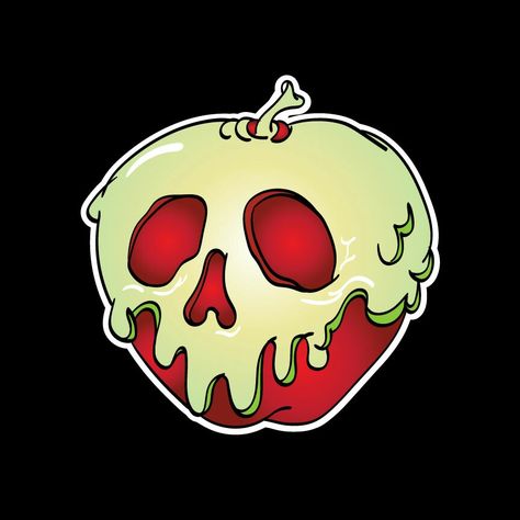 Poison apple illustration Christiebestdesigns.com Poison Apple Pumpkin, Disney Poison Apple, Apple Illustration, Festive Nails, Skull Sketch, Apple Painting, Poison Apple, Poison Apples, Apple Coloring