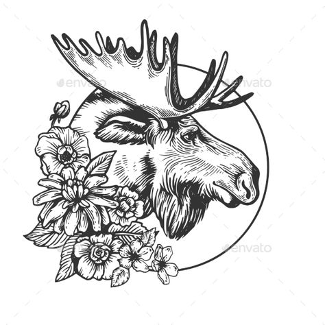 Moose Head Animal Engraving Vector #Head, #Moose, #Animal, #Vector Moose Illustration, Moose Skull, Moose Svg, Moose Tattoo, Moose Pictures, Wood Burning Stencils, Moose Head, Moose Antlers, Wood Burning Patterns