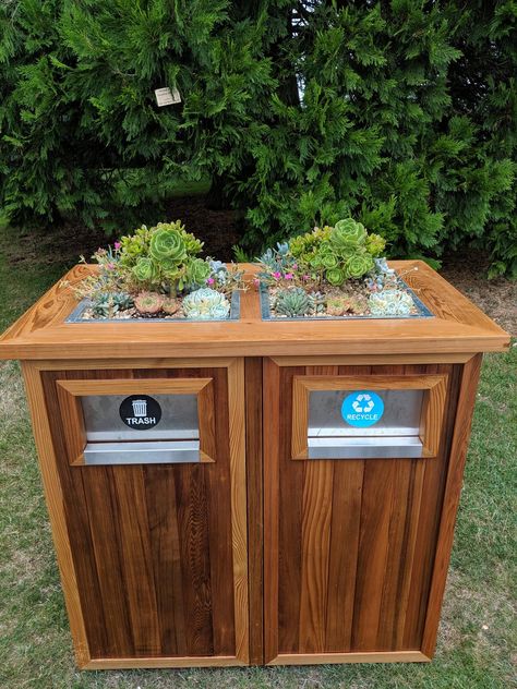 Even the garbage cans in VanDusen Garden are beautiful. Recycling Bins Outdoor, Trash Cans Outdoor, Wedding Garbage Can Ideas, Outdoor Trash Can Ideas, Wooden Trash Can, Garbage Recycling, Recycling Station, Outdoor Trash Cans, Garbage Containers