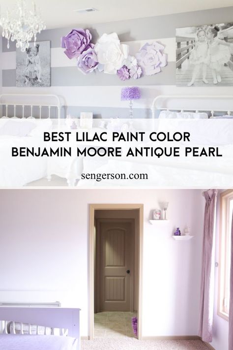 Antique Pearl by Benjamin Moore is a gorgeous light purple, lilac, lavender paint color that is absolutely beautiful on walls. It can be used as a very neutral color that would look gorgeous in any room. #lilac #lavenderpaint #paintcolors #girlsbedroom #subtlepurple #purple #paintcolors #purplepaint Majestic Mauve Benjamin Moore, Pale Purple Bedroom, Light Purple Girls Bedroom, Light Purple Paint Colors, Lilac Paint Color, Lavender Paint Colors, Purple Paint Color, Light Purple Paint, Lilac Paint