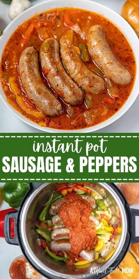 Sweet Italian Sausage Recipes, Sausage And Peppers Crockpot, Pressure Cooking Recipes, Sausage Peppers, Instant Pot Pasta Recipe, Italian Sausage Recipes, Sweet Bell Peppers, Hot Italian Sausage, Instant Pot Pork