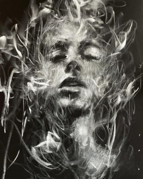 White Pastel On Black Paper, White Chalk On Black Paper, White Pencil On Black Paper Drawing, White Chalk Art, Chalk Pastel Drawings, Josh Hernandez, Pastel On Black Paper, Suppressed Emotions, Drawing Kits