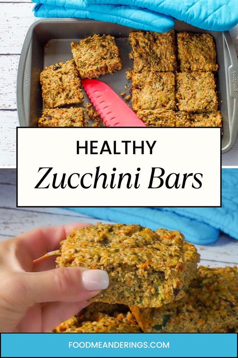 These These Healthy Zucchini Bars are not only wholesome they are downright addictive! Chock-full of nutritious ingredients like fresh zucchini, carrots, dried cherries, chia seeds, unsweetened applesauce, and cinnamon, they make a great healthy snack or dessert and are ideal for packing along in the lunch bag! Zucchini Bars Recipes, Zucchini Chocolate Chip Cookies, Zucchini Bars, Zucchini Breakfast, Zucchini Recipes Dessert, Healthy Fruit Desserts, Low Fat Desserts, Baked Dessert, Fresh Zucchini