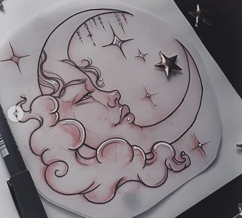 Intricate Sun And Moon Tattoo, Moon Sketch Aesthetic, Pencil Drawings Of Flowers, Clever Tattoos, Sun And Moon Drawings, Sketching Ideas, Red Ink Tattoos, Flash Tattoos