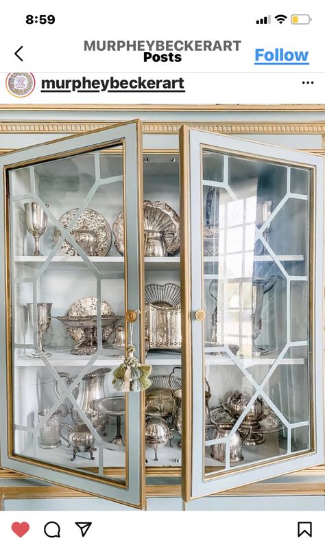 Silver Cabinets, White Jar, China Cabinets, Curio Cabinet, Living Styles, The Way Home, Burled Wood, Glass Doors, Furniture Projects