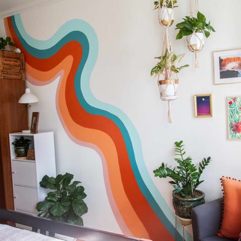 The Best Painted Arches and Murals From Apartment Therapy House Tours | Apartment Therapy Apartment Painting Ideas, Colourful Wall Painting, Painted Arches, Tiny Nyc Apartment, Groovy Bedroom, Playroom Mural, Diy Mural, Home Painting, New York City Apartment